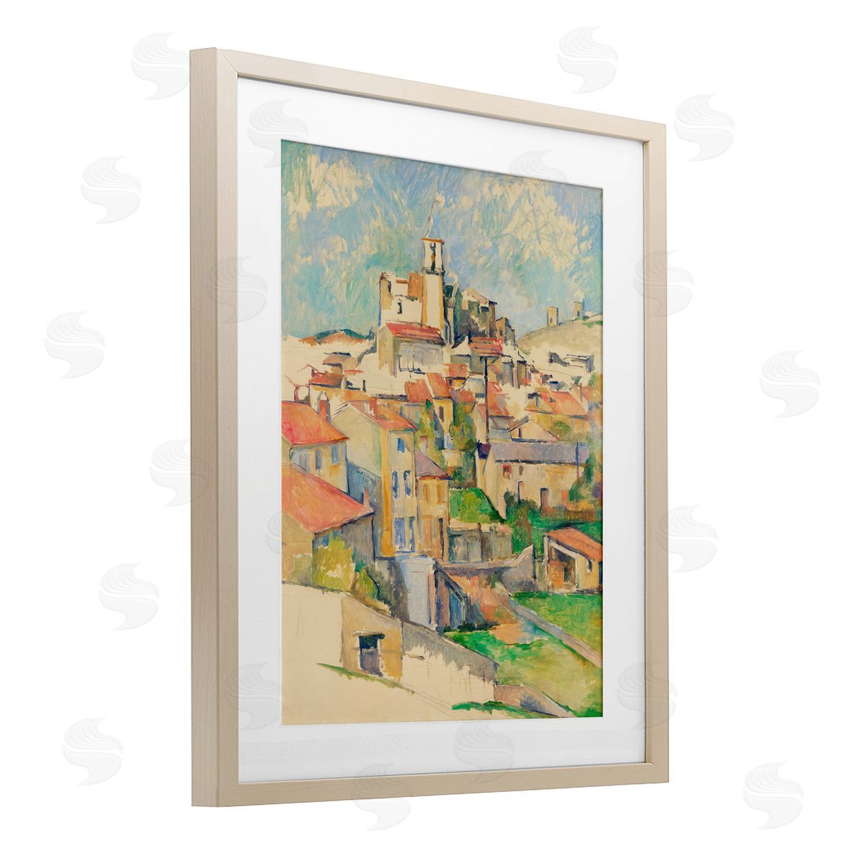 Paul Cezanne Gardanne Cezanne Cityscape Birch Framed Print Under Glass with White Mat Wall Art