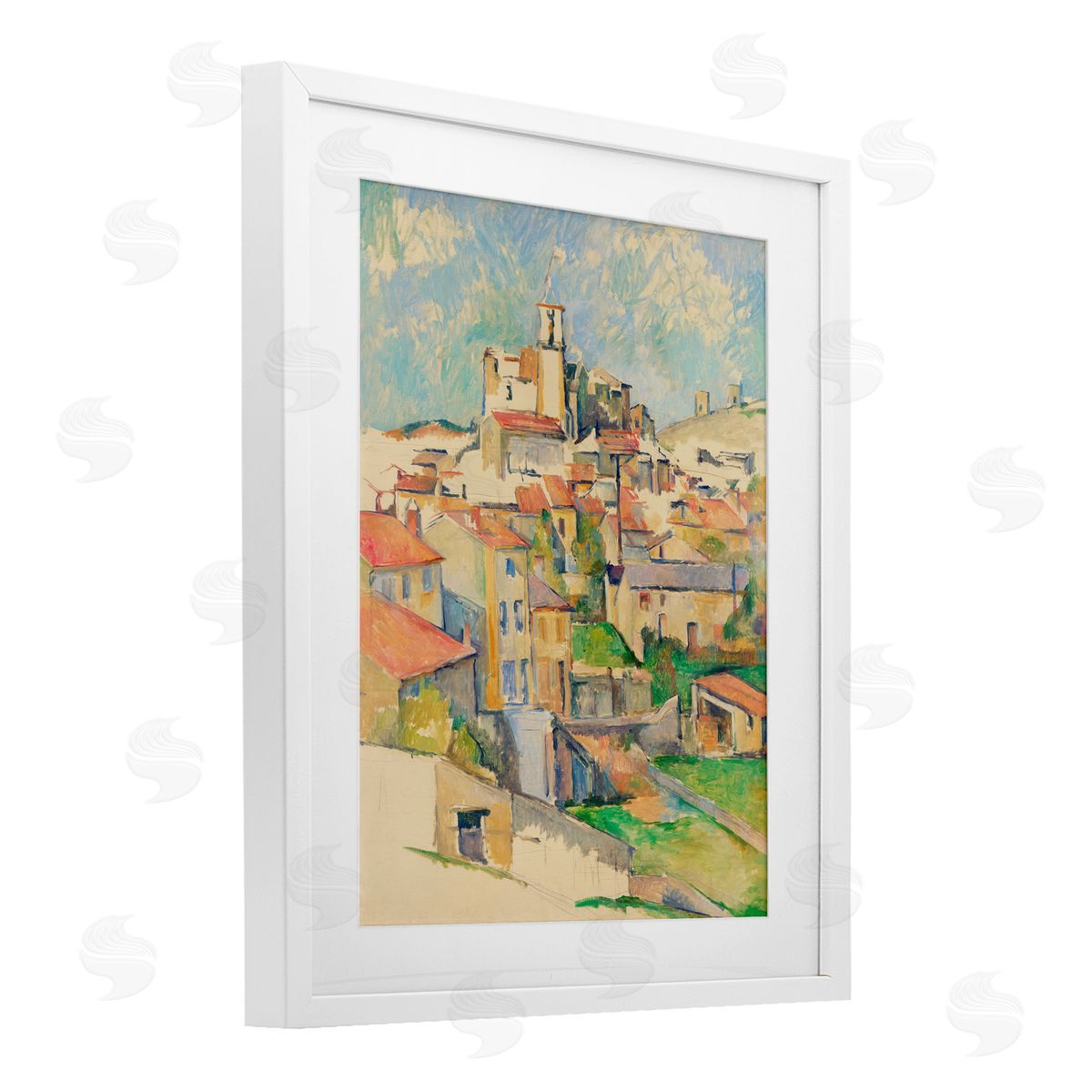 Paul Cezanne Gardanne Cezanne Cityscape White Framed Print Under Glass with Mat Wall Art