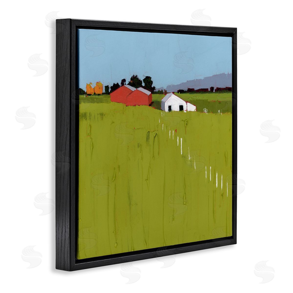 Ruth LaGue Pastoral Fence Line Black Floating Frame Canvas Wall Art Print