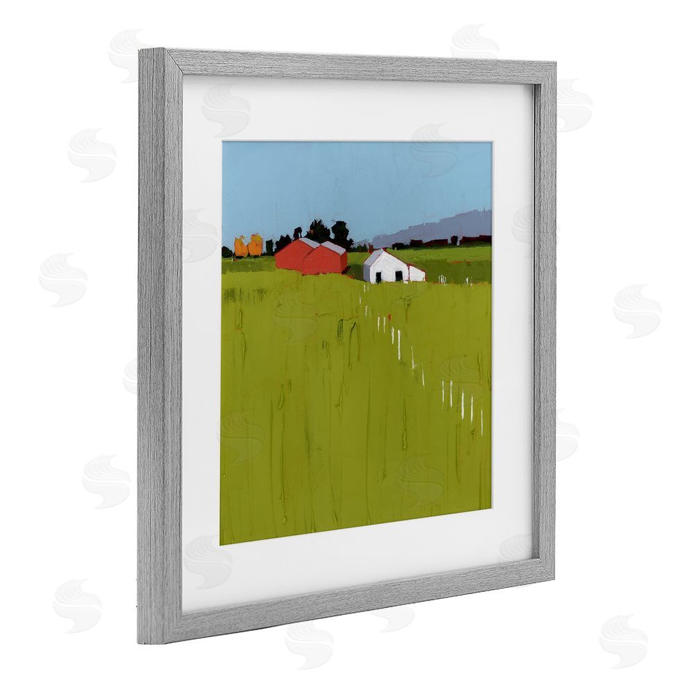 Ruth LaGue Pastoral Fence Line Gray Framed Print Under Glass Wall Art