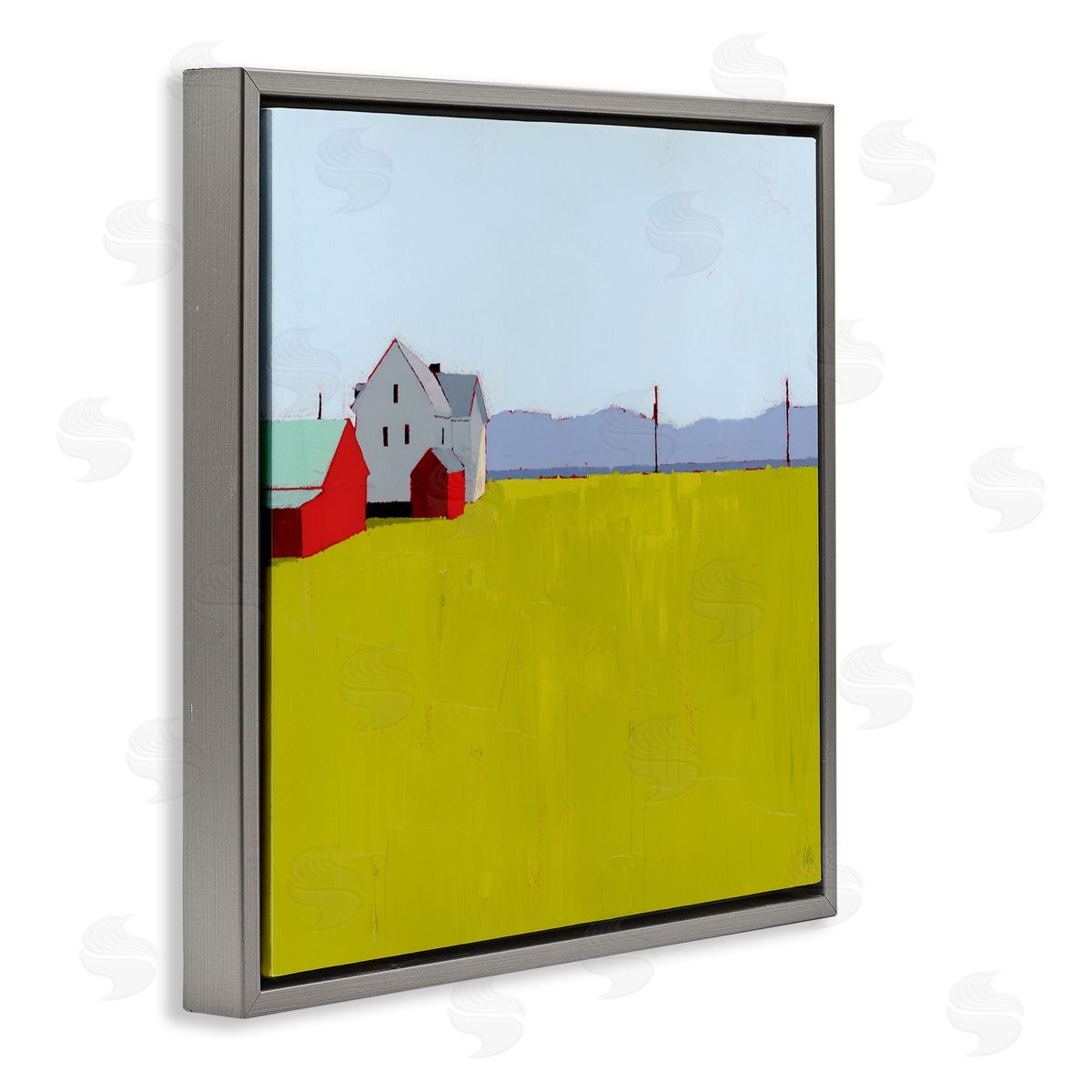 Ruth LaGue Farmhouse & Shed Landscape Gray Floating Frame Canvas Wall Art Print