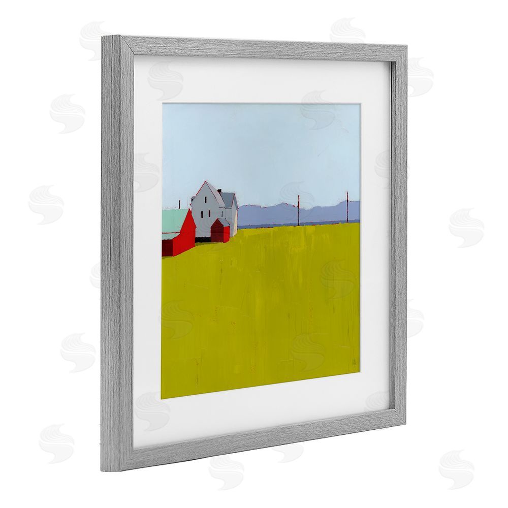 Ruth LaGue Farmhouse & Shed Landscape Gray Framed Print Under Glass Wall Art