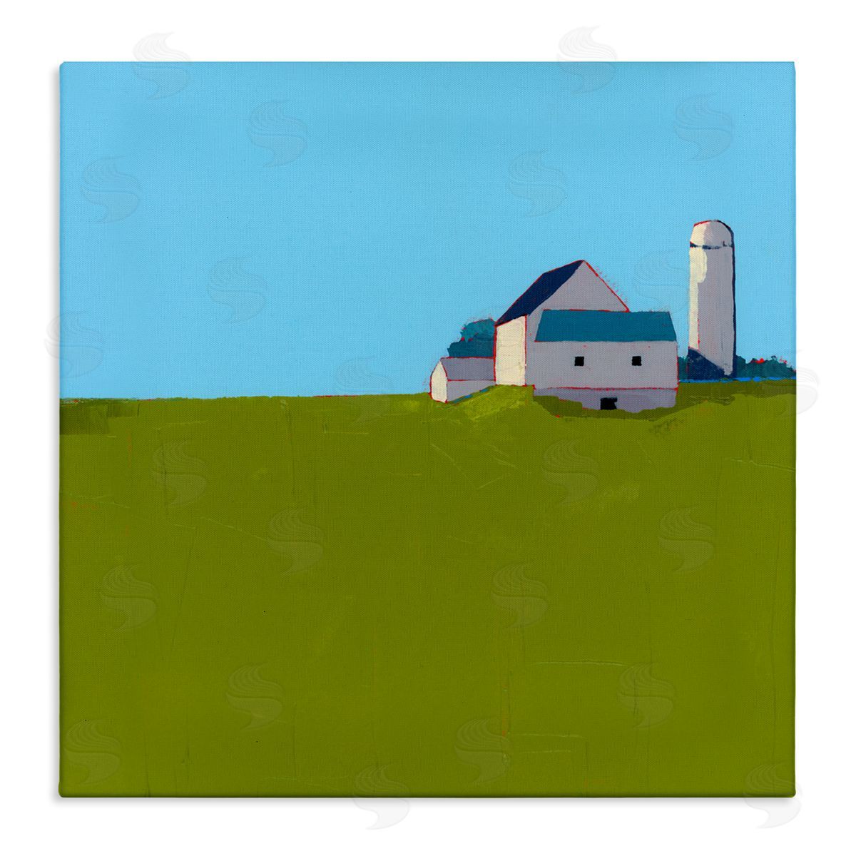 Ruth LaGue Farmland Silo in Distance Stretched Canvas Wall Art Print