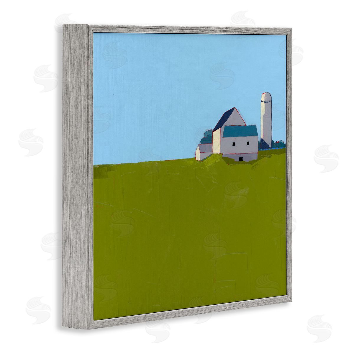 Ruth LaGue Farmland Silo in Distance Gray Framed Giclee Print Wall Art