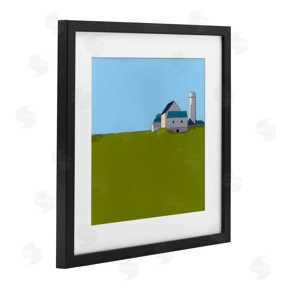 Ruth LaGue Farmland Silo in Distance Black Framed Print Under Glass Wall Art