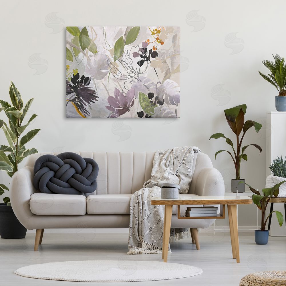 Design Fabrikken Soft Spring Organic Flora Stretched Canvas Wall Art Print in Room