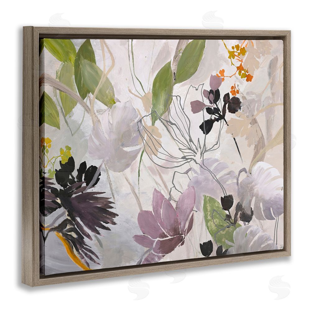 Design Fabrikken Soft Spring Organic Flora Brown Floating Frame Canvas Wall Art Print