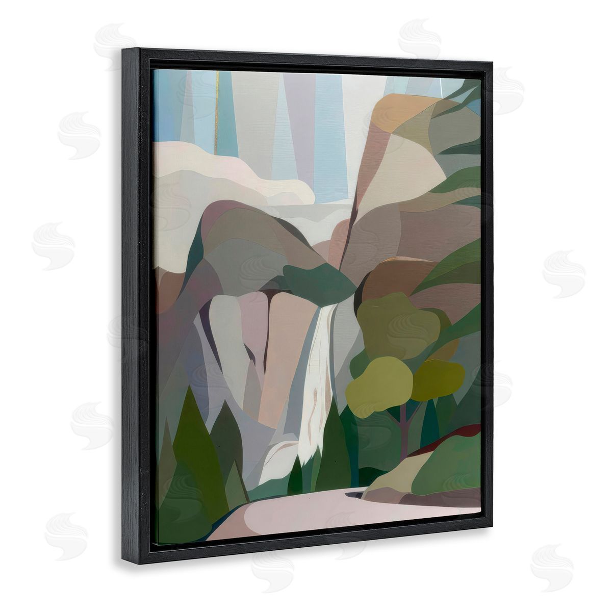 Melba Browne Abstract Bridal Veil Falls Black Floating Frame Canvas Wall Art Print