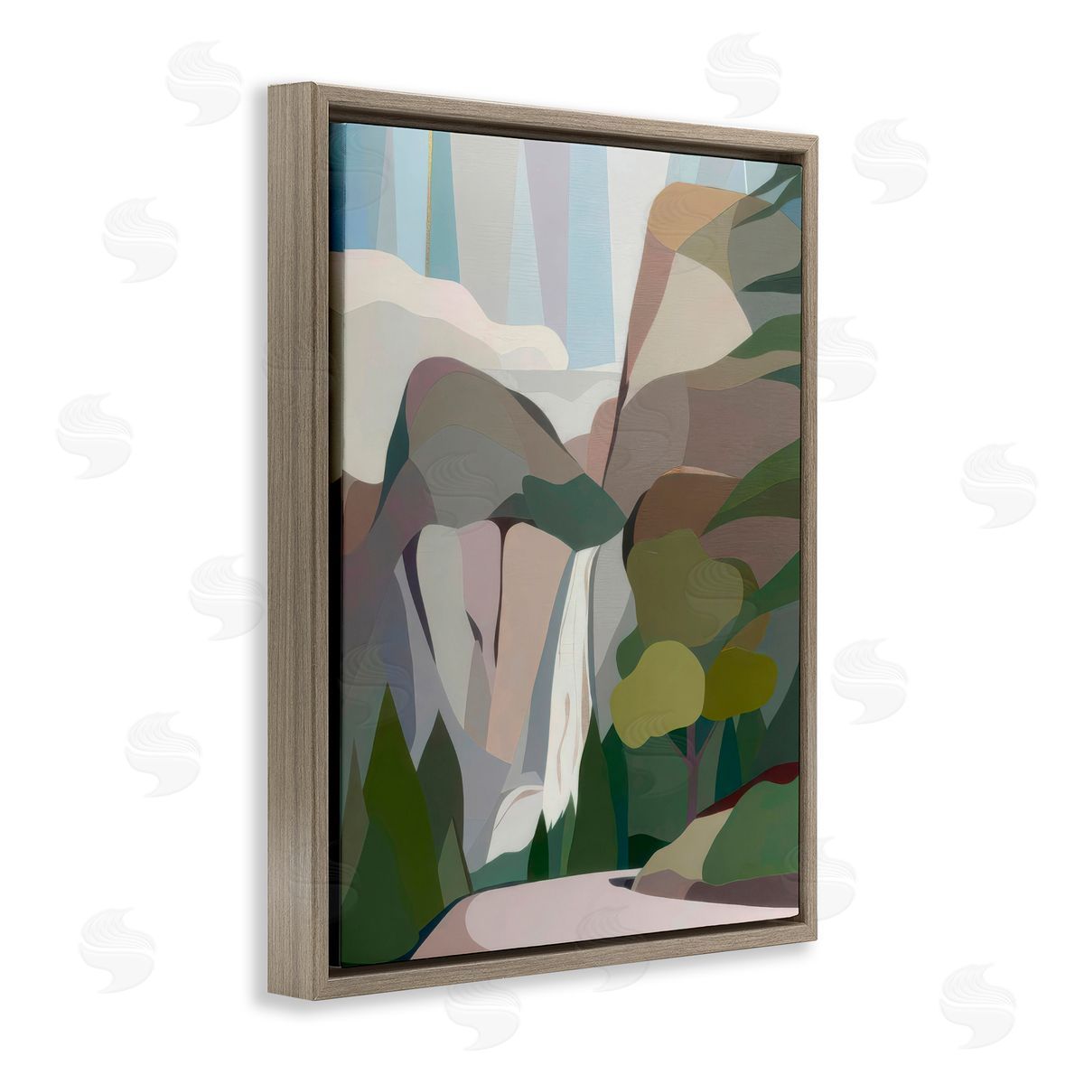 Melba Browne Abstract Bridal Veil Falls Brown Floating Frame Canvas Wall Art Print