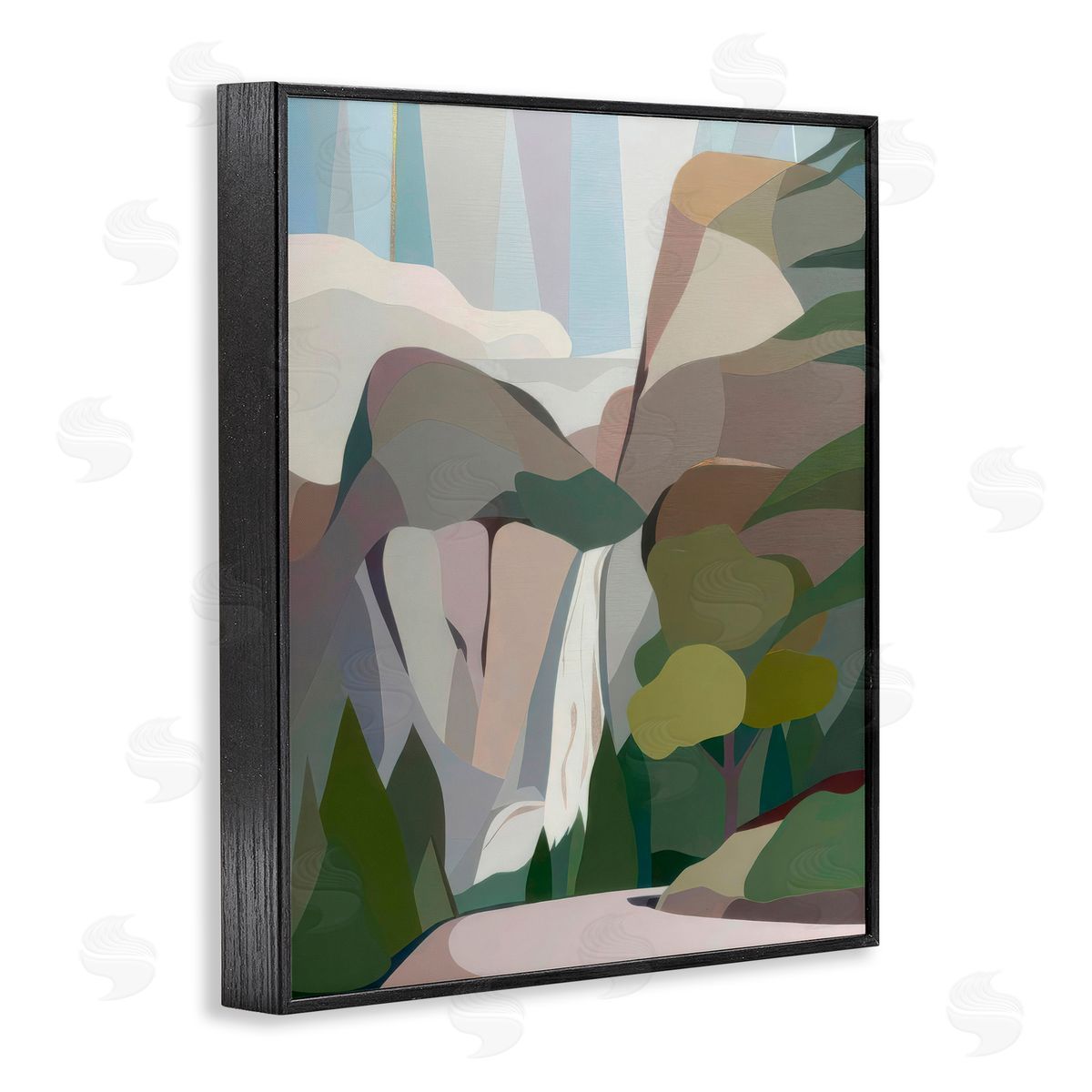 Melba Browne Abstract Bridal Veil Falls Black Framed Giclee Wall Art Print