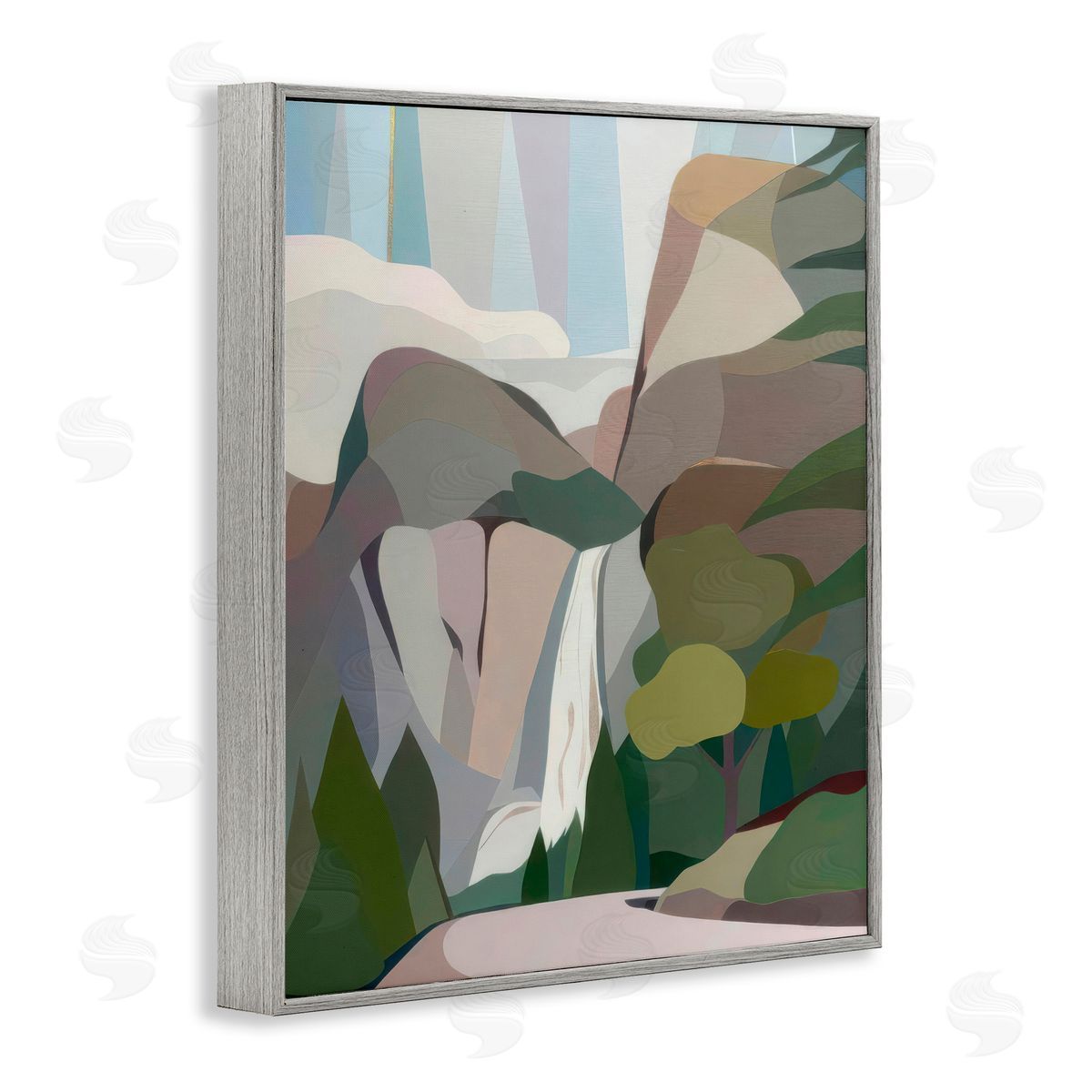 Melba Browne Abstract Bridal Veil Falls Gray Framed Giclee Wall Art Print