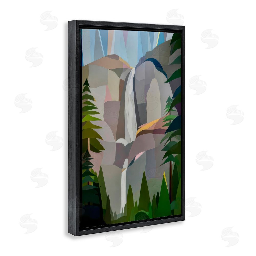 Melba Browne Morning Yosemite Falls Abstract Black Floating Frame Canvas Wall Art Print