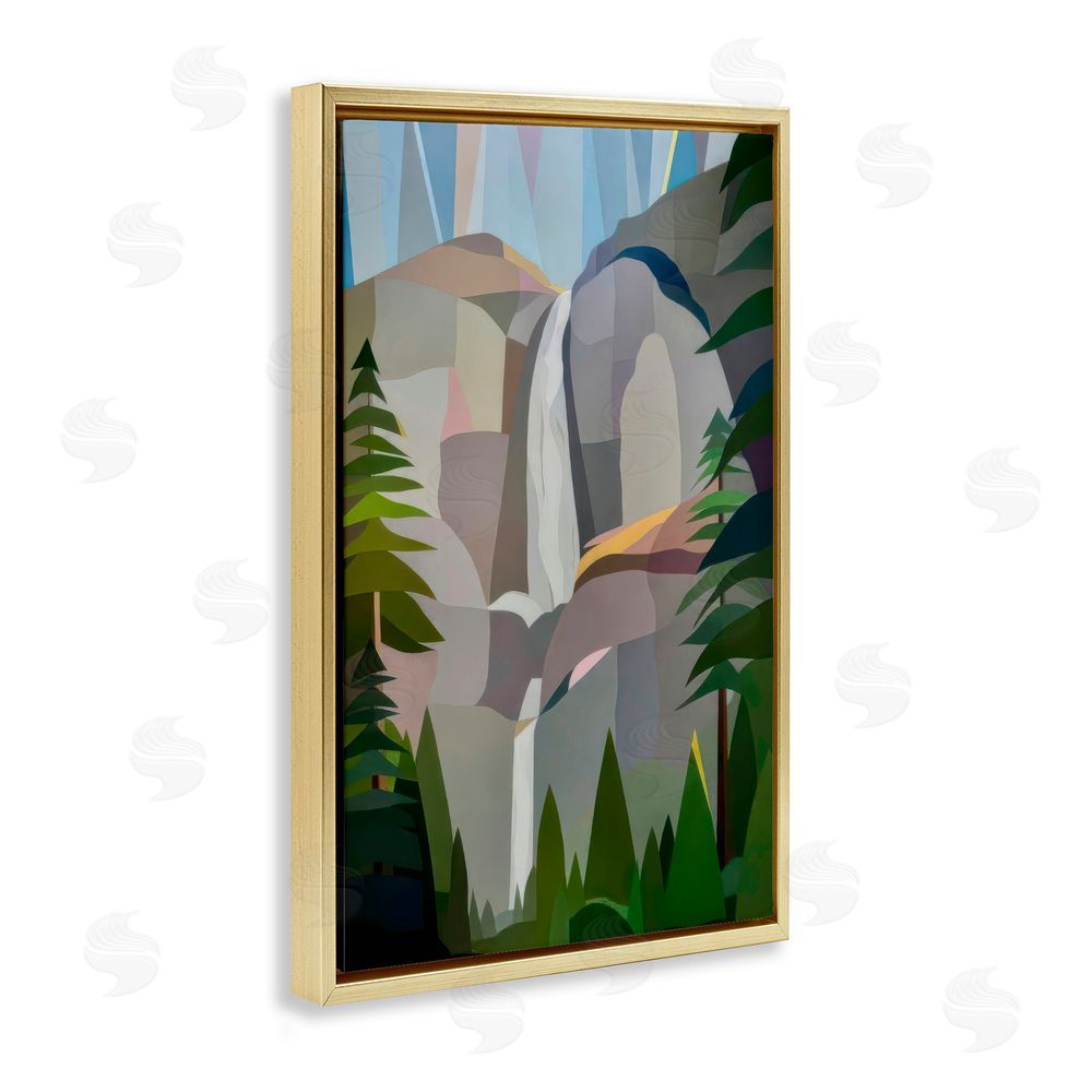 Melba Browne Morning Yosemite Falls Abstract Gold Floating Frame Canvas Wall Art Print