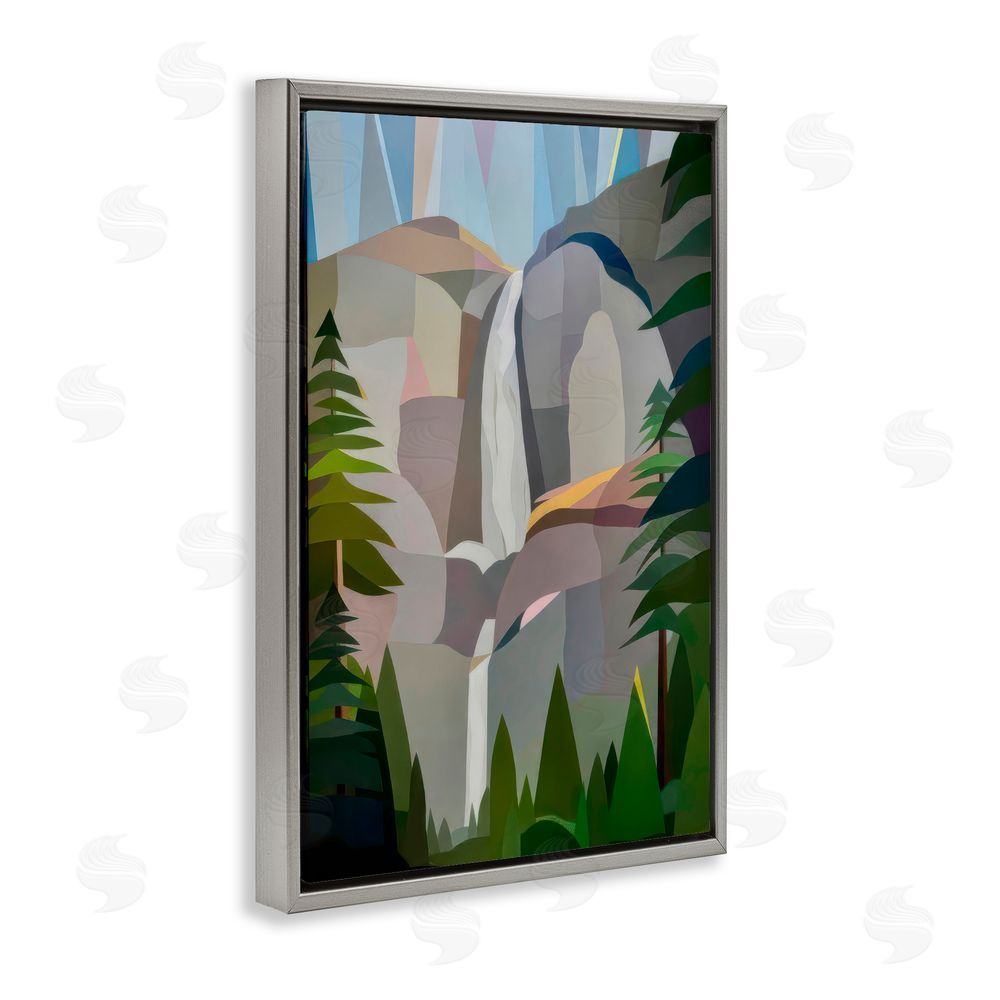Melba Browne Morning Yosemite Falls Abstract Gray Floating Frame Canvas Wall Art Print