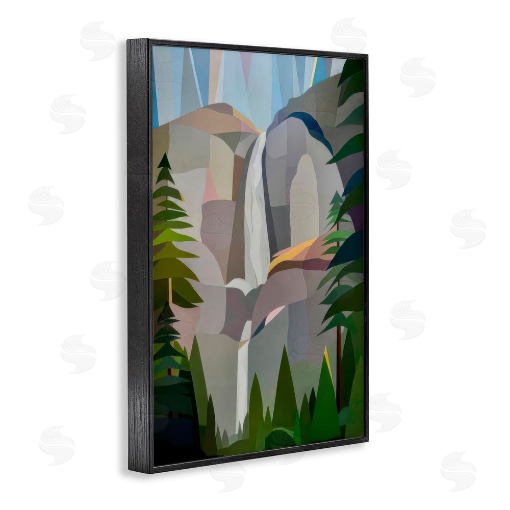 Melba Browne Morning Yosemite Falls Abstract Black Framed Giclee Wall Art Print