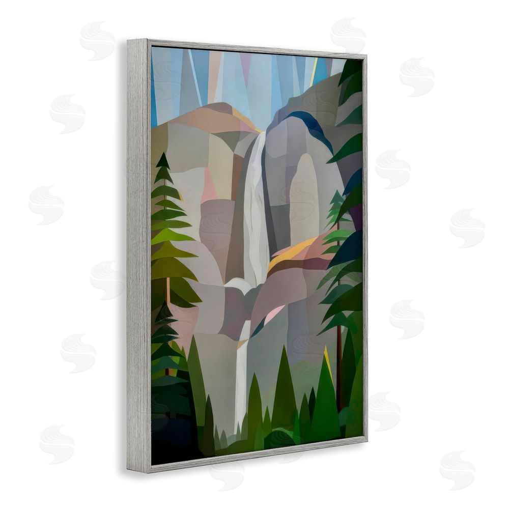 Melba Browne Morning Yosemite Falls Abstract Gray Framed Giclee Wall Art Print