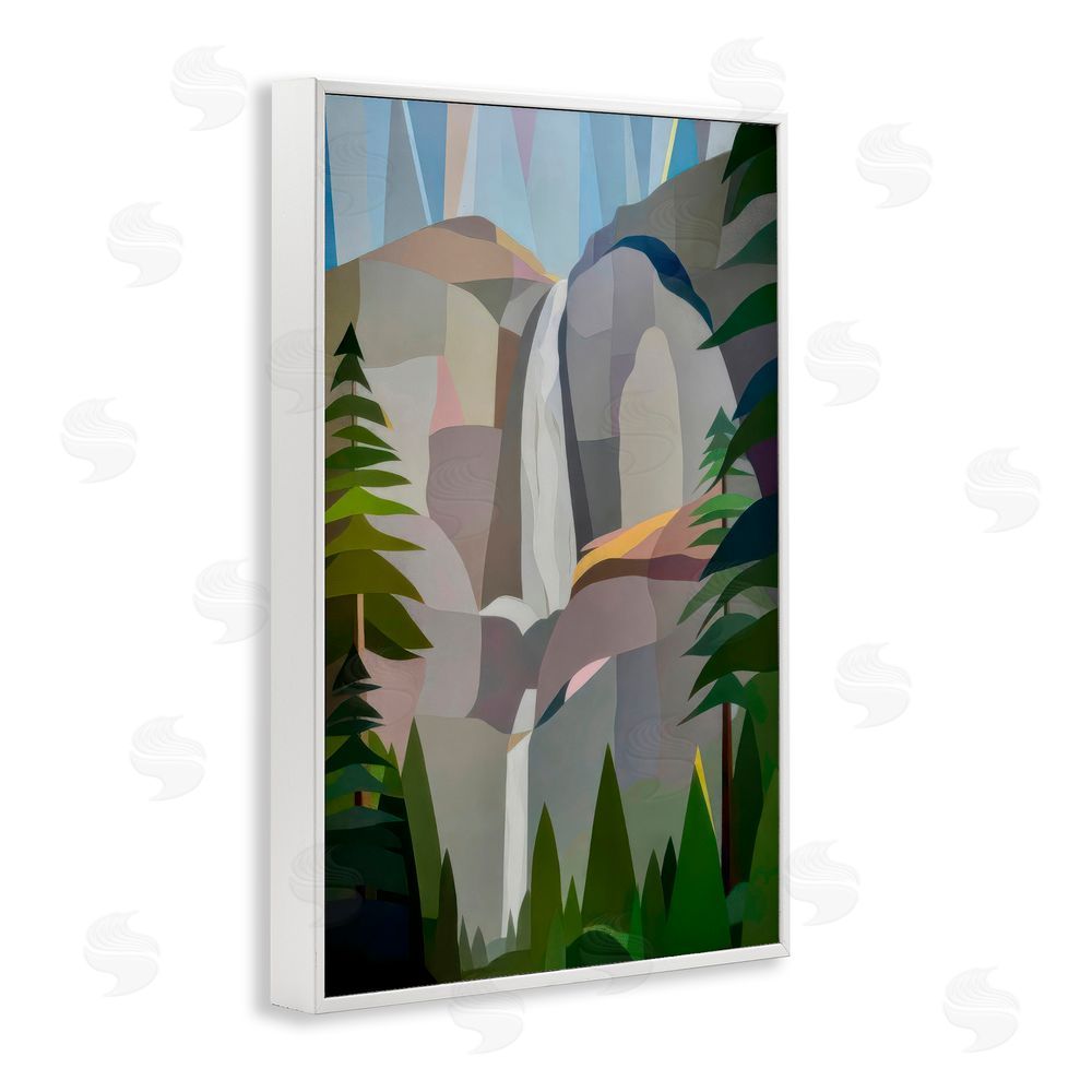 Melba Browne Morning Yosemite Falls Abstract White Framed Giclee Wall Art Print