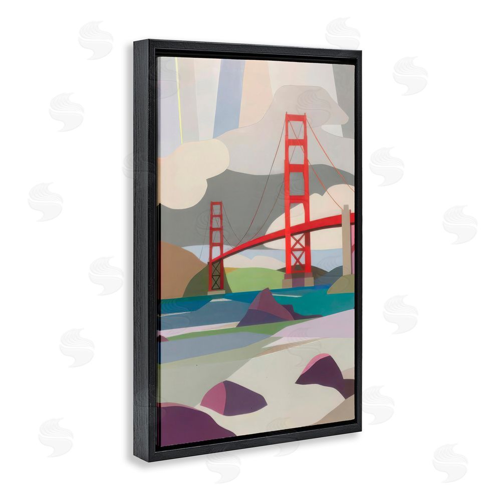 Melba Browne Golden Gate Bridge Architecture Black Floating Frame Canvas Wall Art Print