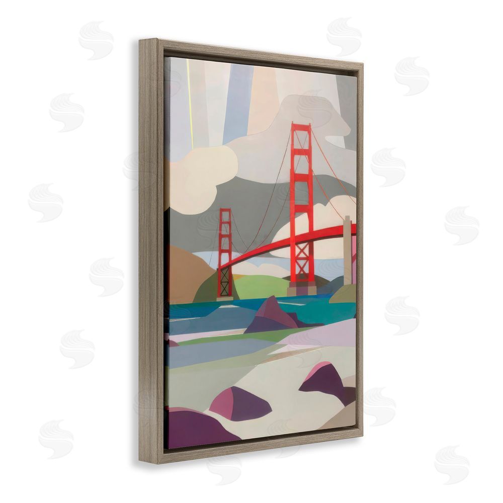 Melba Browne Golden Gate Bridge Architecture Brown Floating Frame Canvas Wall Art Print