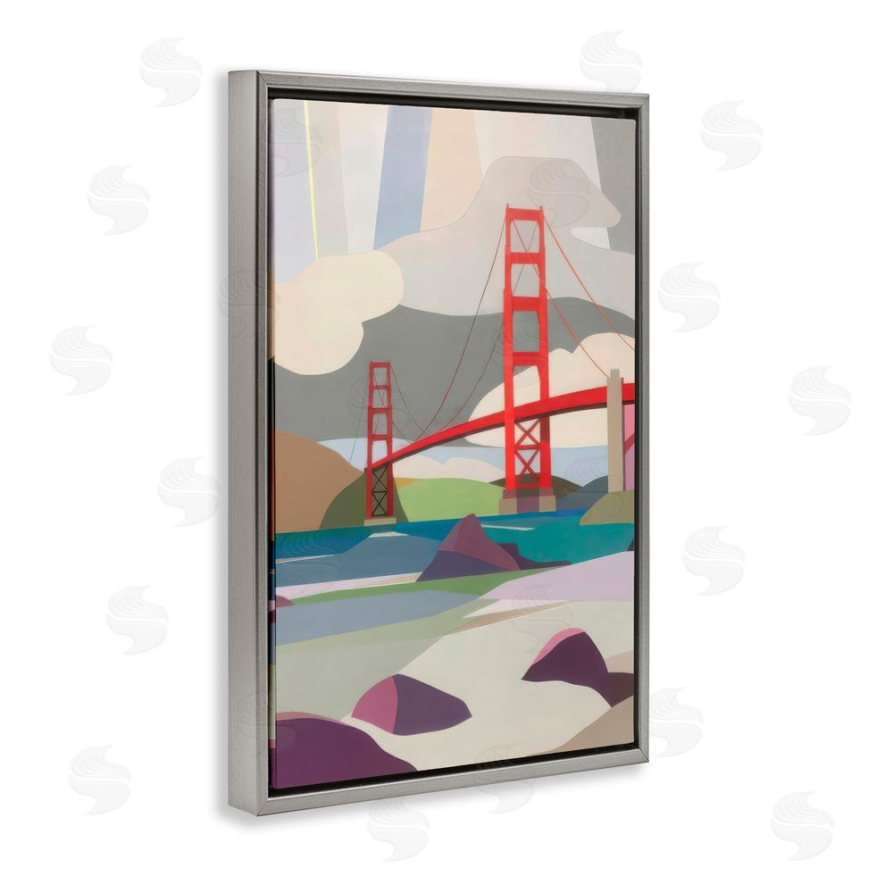 Melba Browne Golden Gate Bridge Architecture Gray Floating Frame Canvas Wall Art Print