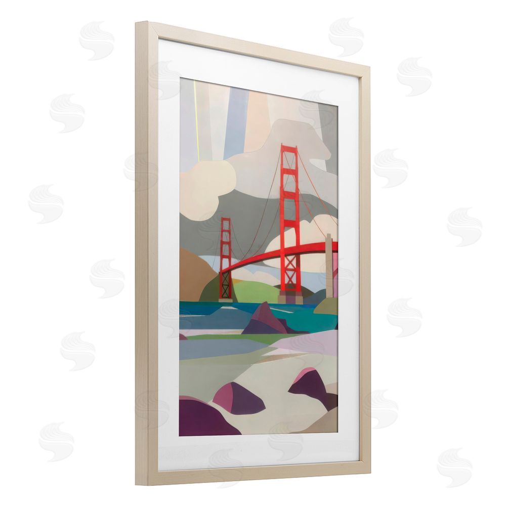 Melba Browne Golden Gate Bridge Architecture Birch Framed Print Under Glass with White Mat Wall Art