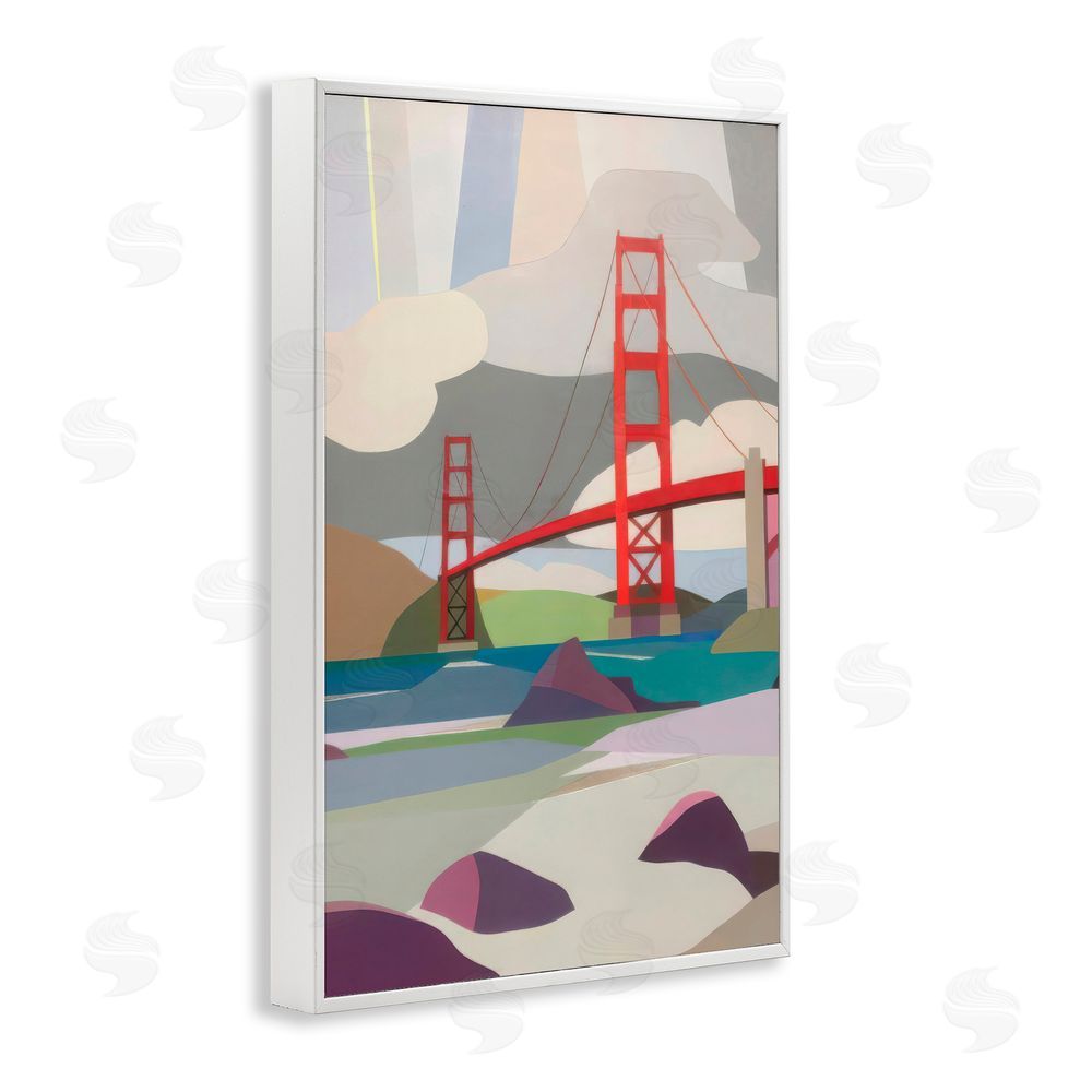 Melba Browne Golden Gate Bridge Architecture White Framed Giclee Wall Art Print