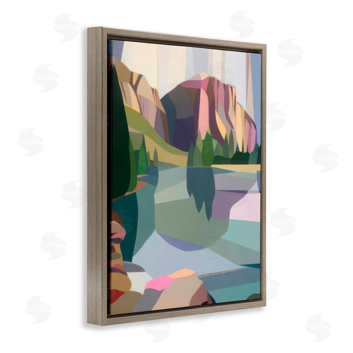 Melba Browne El Capitan & Merced River Brown Floating Frame Canvas Wall Art Print