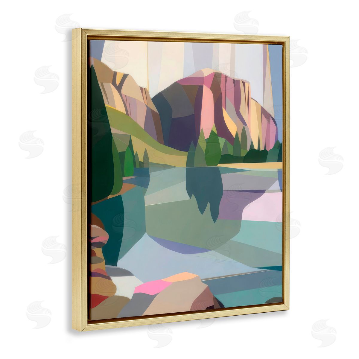 Melba Browne El Capitan & Merced River Gold Floating Frame Canvas Wall Art Print