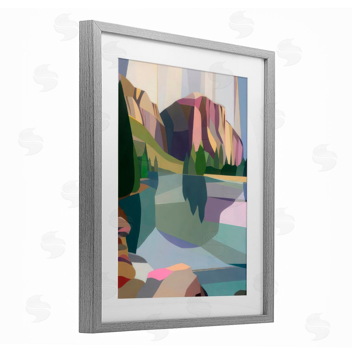 Melba Browne El Capitan & Merced River Gray Framed Print Under Glass with White Mat Wall Art