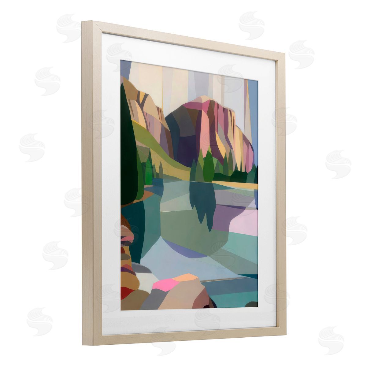 Melba Browne El Capitan & Merced River Birch Framed Print Under Glass with White Mat Wall Art