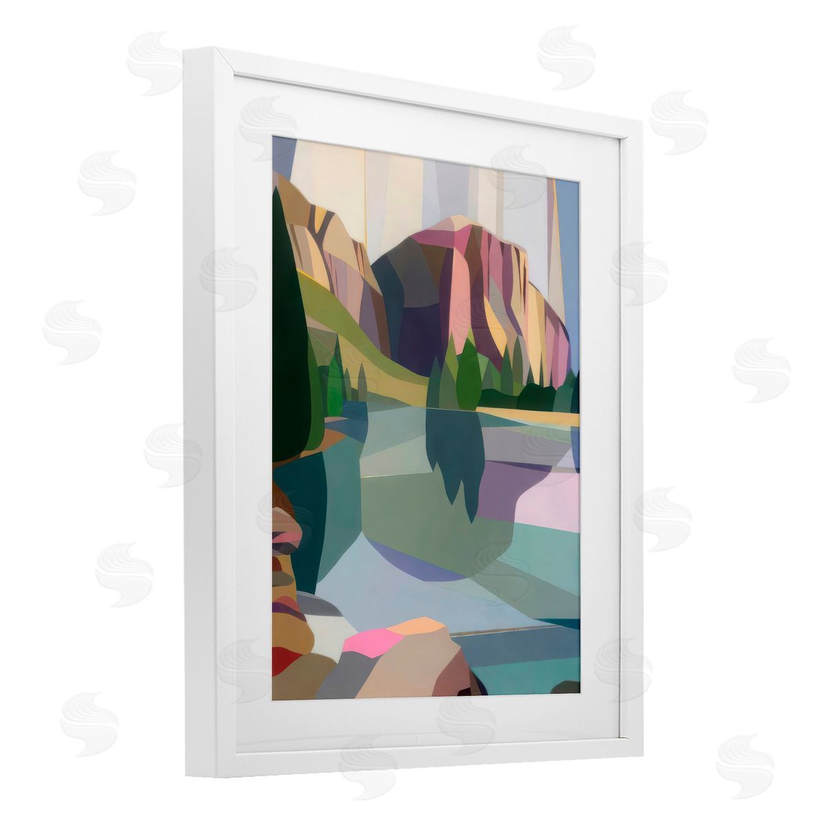 Melba Browne El Capitan & Merced River White Framed Print Under Glass with Mat Wall Art