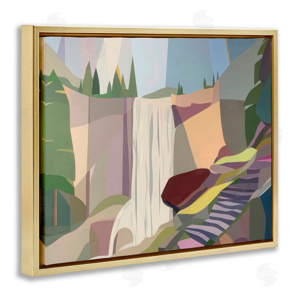 Melba Browne Yosemite & Mist Trail Gold Floating Frame Canvas Wall Art Print