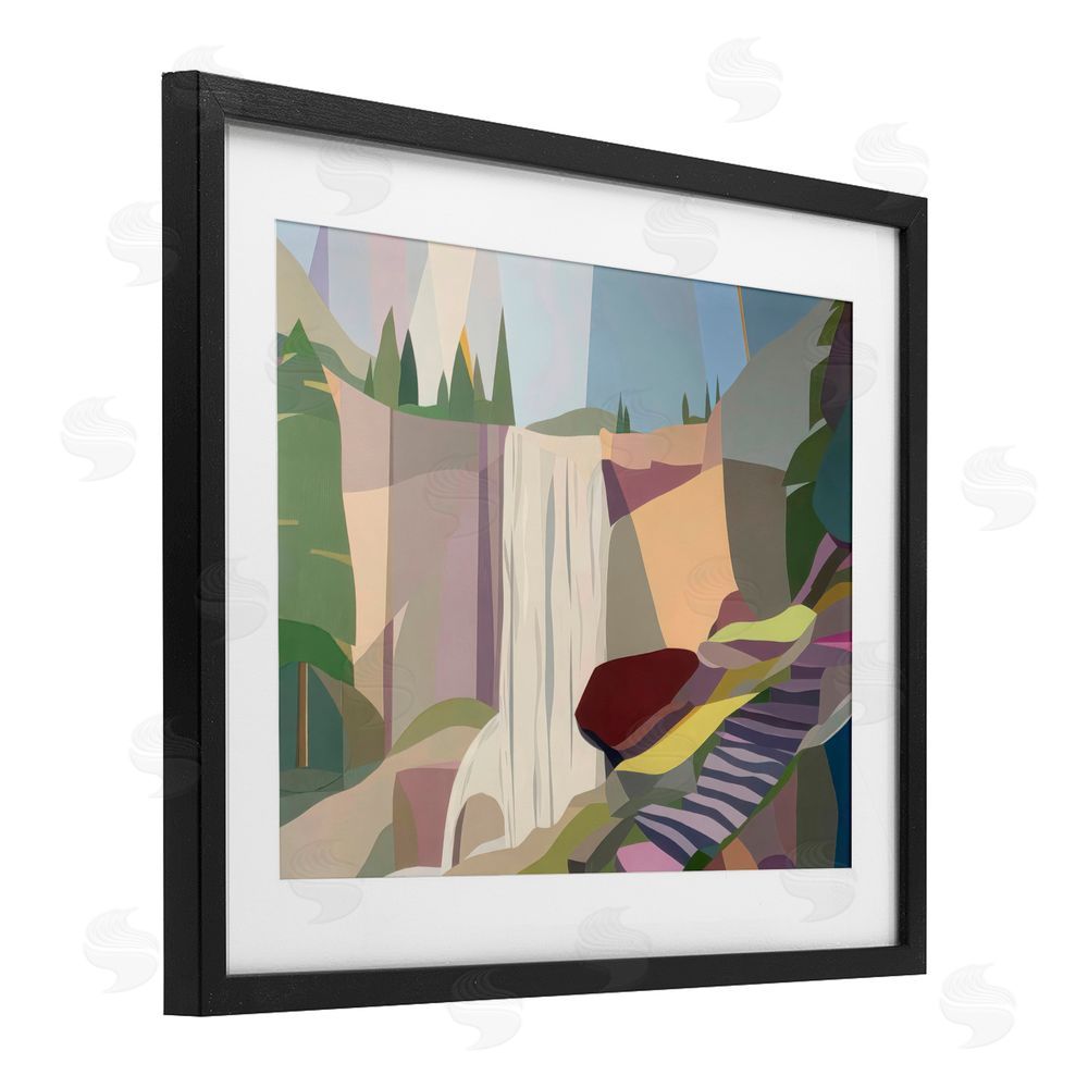 Melba Browne Yosemite & Mist Trail Black Framed Print Under Glass with White Mat Wall Art