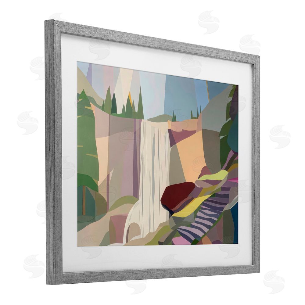 Melba Browne Yosemite & Mist Trail Gray Framed Print Under Glass with White Mat Wall Art