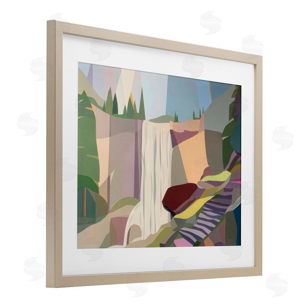 Melba Browne Yosemite & Mist Trail Birch Framed Print Under Glass with White Mat Wall Art