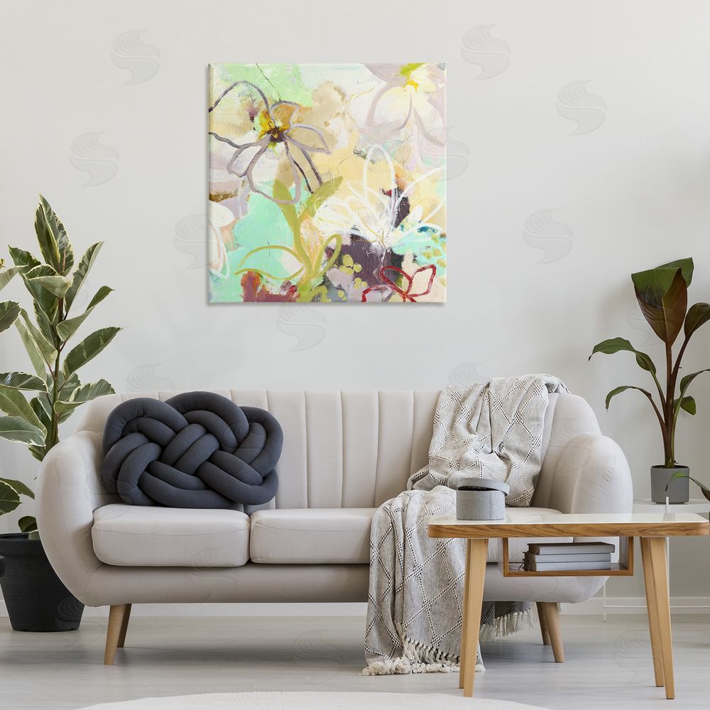 Design Fabrikken Last Days Of Spring Abstract Stretched Canvas Wall Art Print in Room