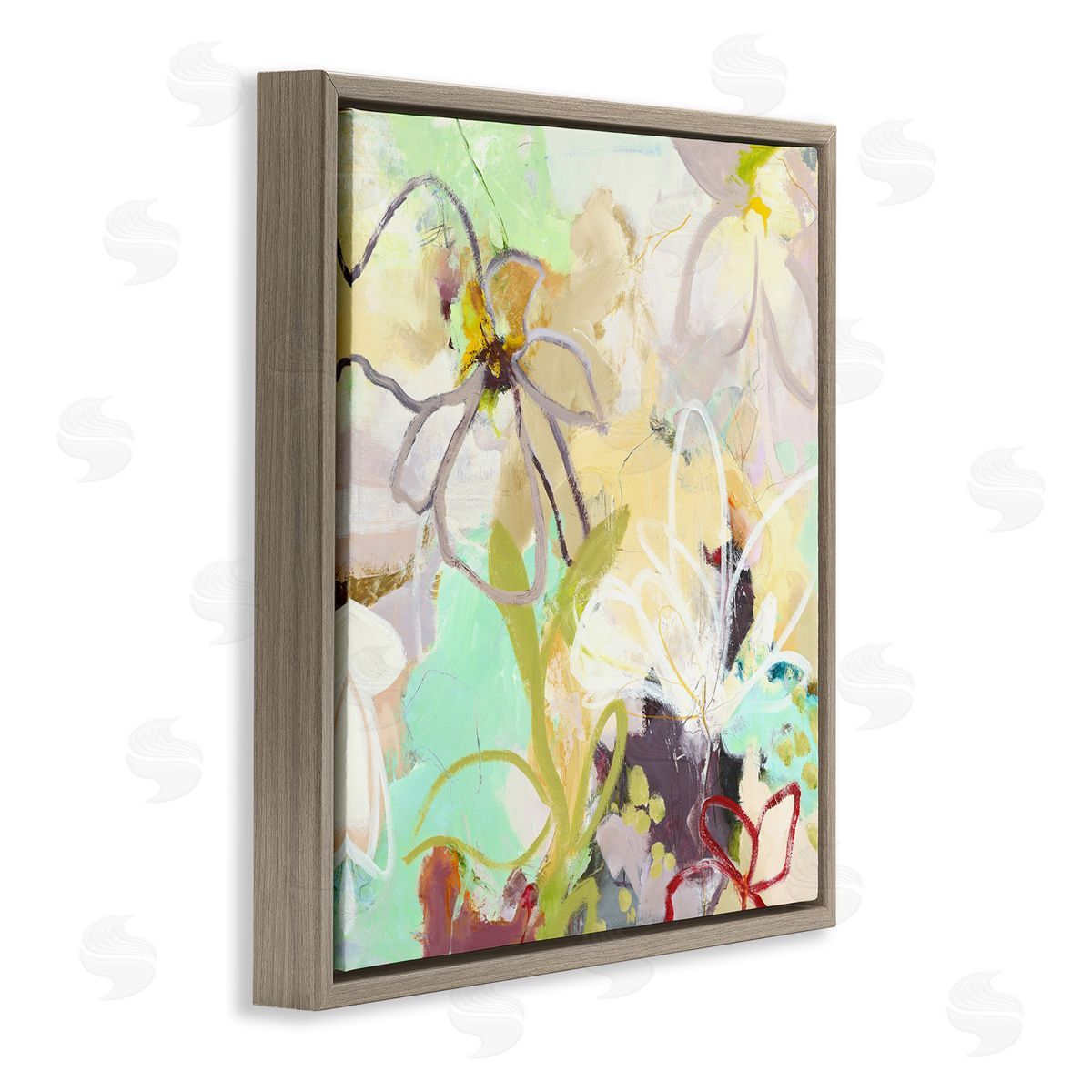 Design Fabrikken Last Days Of Spring Abstract Brown Floating Frame Canvas Wall Art Print