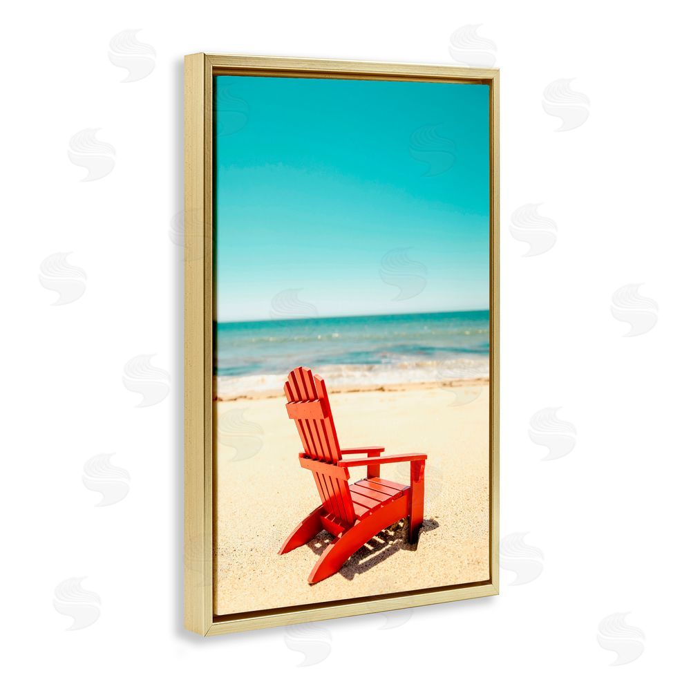 Elena Chukhlebova Place For Dreams Beach Gold Floating Frame Canvas Wall Art Print