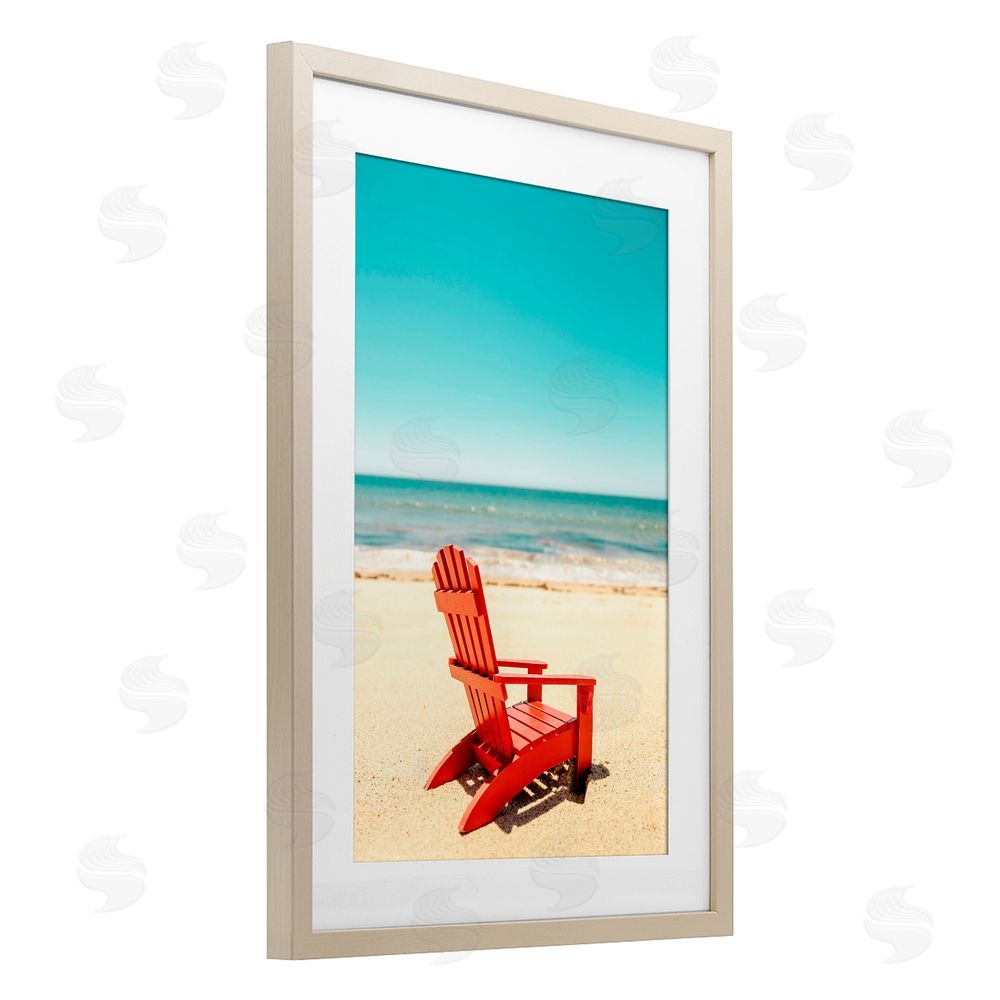 Elena Chukhlebova Place For Dreams Beach Birch Framed Print Under Glass with White Mat Wall Art