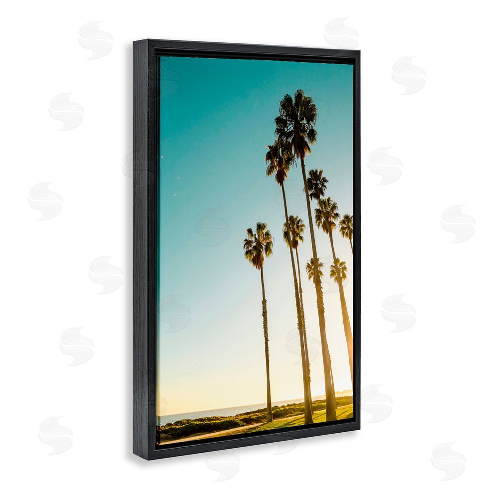 Elena Chukhlebova Inseparable Pair Palms & Ocean Black Floating Frame Canvas Wall Art Print