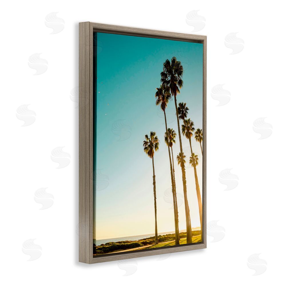 Elena Chukhlebova Inseparable Pair Palms & Ocean Brown Floating Frame Canvas Wall Art Print