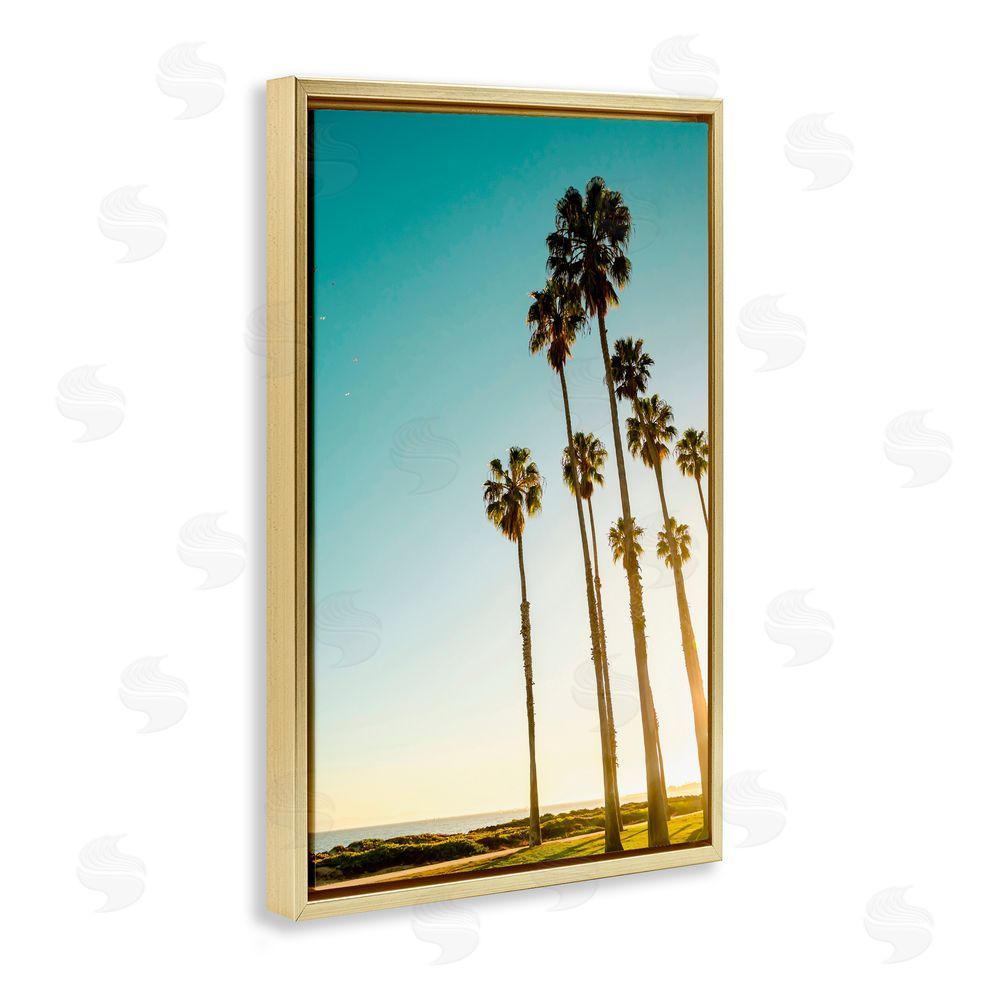 Elena Chukhlebova Inseparable Pair Palms & Ocean Gold Floating Frame Canvas Wall Art Print