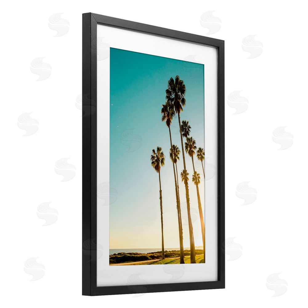 Elena Chukhlebova Inseparable Pair Palms & Ocean Black Framed Print Under Glass with White Mat Wall Art