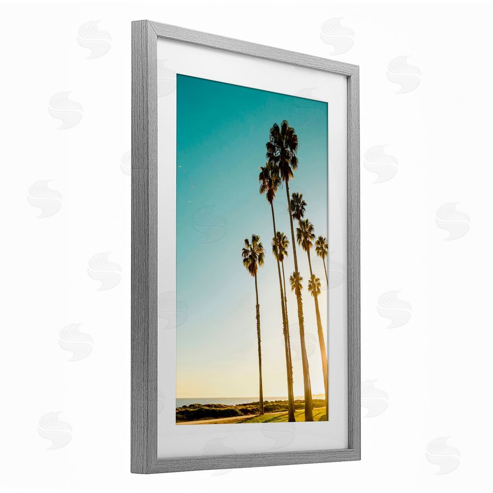Elena Chukhlebova Inseparable Pair Palms & Ocean Gray Framed Print Under Glass with White Mat Wall Art