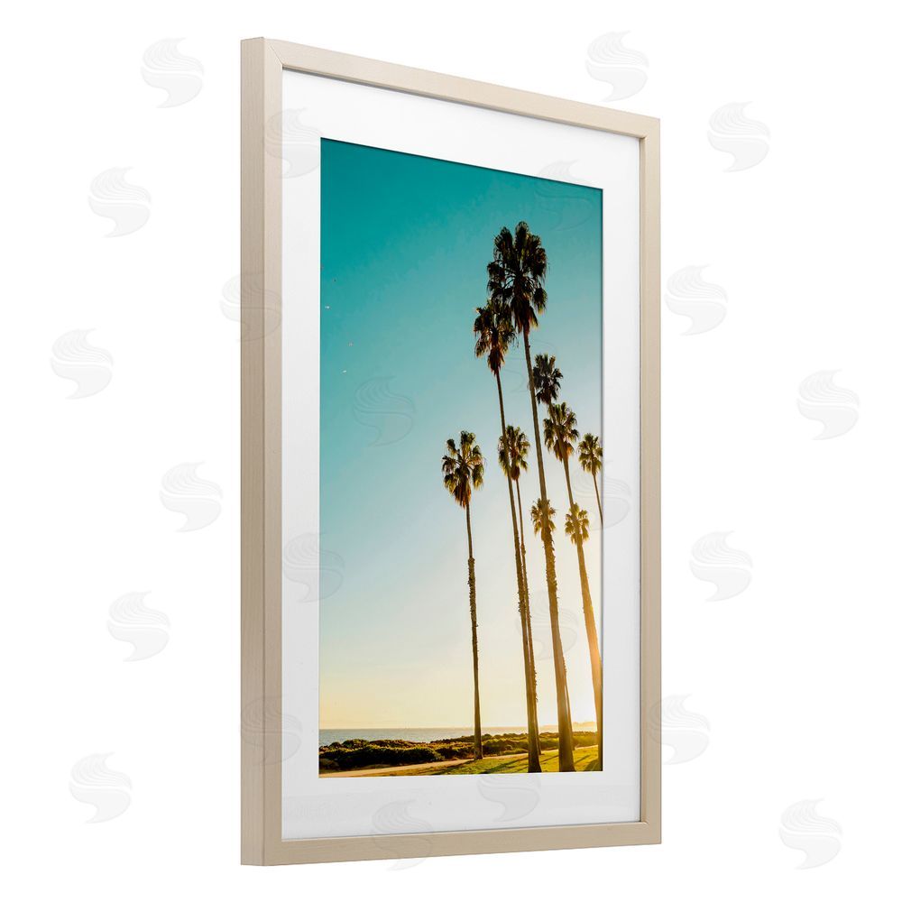 Elena Chukhlebova Inseparable Pair Palms & Ocean Birch Framed Print Under Glass with White Mat Wall Art