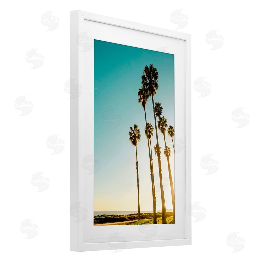 Elena Chukhlebova Inseparable Pair Palms & Ocean White Framed Print Under Glass with Mat Wall Art