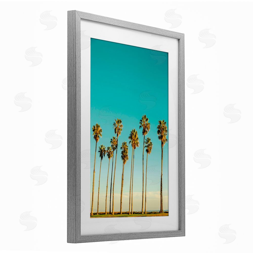 Elena Chukhlebova Giants By The Ocean Gray Framed Print Under Glass with White Mat Wall Art