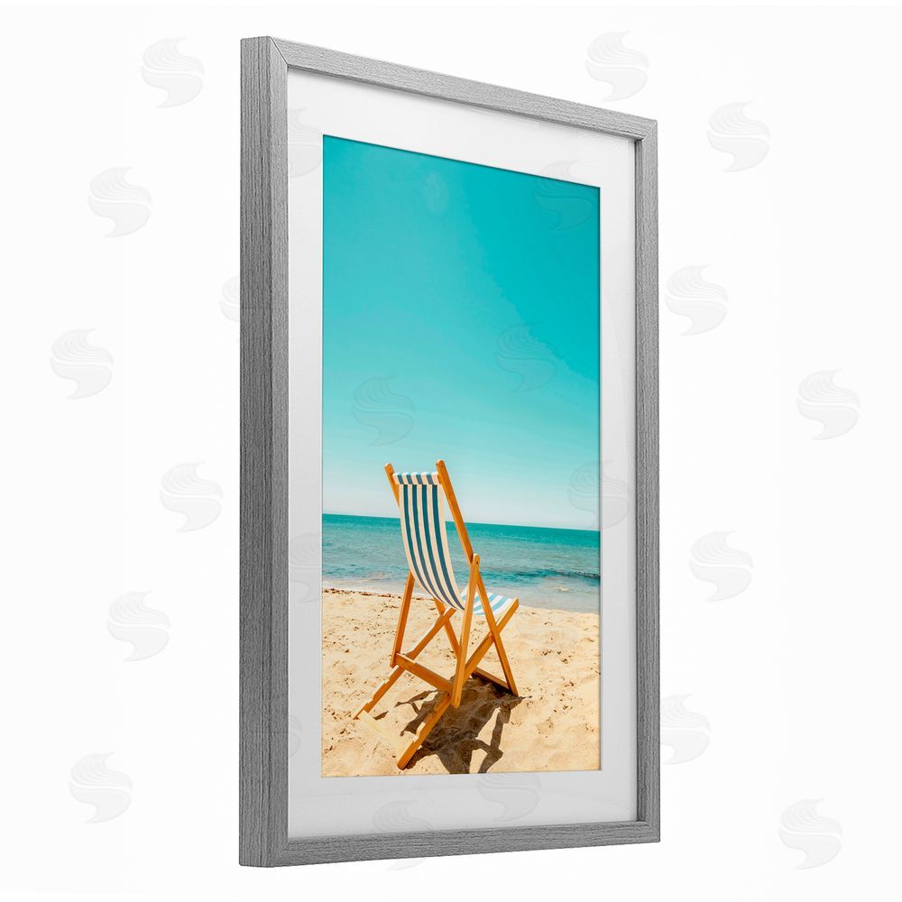 Elena Chukhlebova Seclusion By The Ocean Gray Framed Print Under Glass with White Mat Wall Art