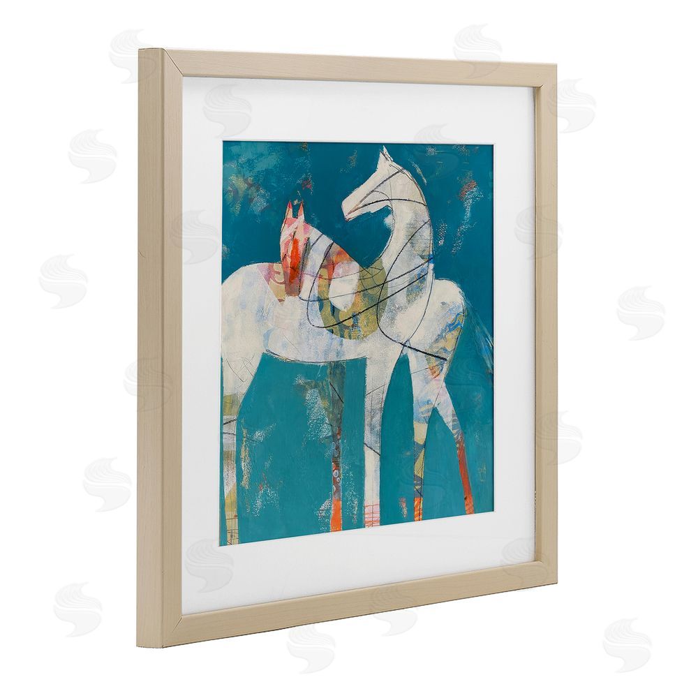 Dianna Fritzler In Sync Abstract Horse Pair Brown Framed Print Under Glass Wall Art