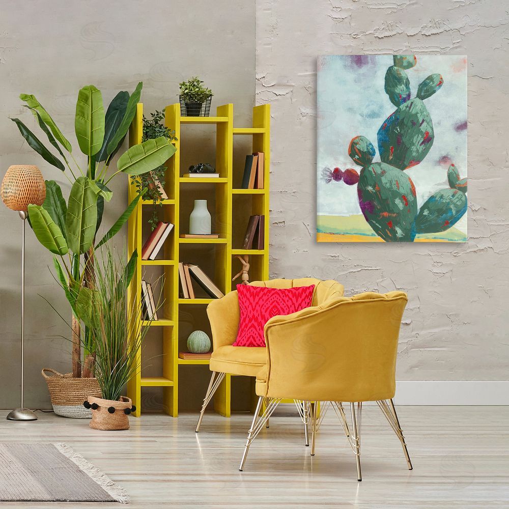 Dianna Fritzler Stand Tall Rounded Cacti Stretched Canvas Wall Art Print in Room